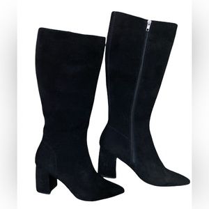 NWOT Nieve Knee-High Boots Suede Pointed Toe - Black -
Size 8
